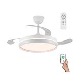 Michu Evo 72 W led-ventilatorvouwbladen met ontstekingsgeheugen, APP, CCT-afstandsbediening 3000-4000-6000K, dimbaar intensiteit, stil