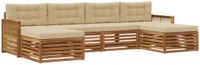 vidaXL Buiten bank loungeset 4 zitplekken Massief Acacia Hout Natuurlijk en beige