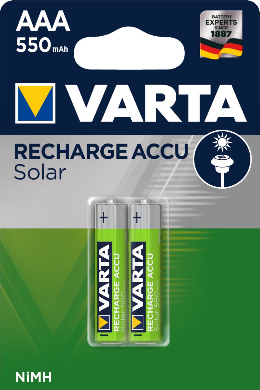 Varta Solar AAA HR03 NiMH Rechargeable Batteries - 550mAh (2-pack)