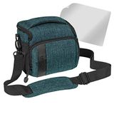 PEDEA SLR-cameratas schoudertas met displaybescherming voor Olympus E-M10, E-M5 Mark II, Pen E-PL8 E-PL9 / Canon EOS M50 / Nikon D5600, D7500 / Panasonic Lumix DMC G9 G70 G81 GX8 GX80, (L) Petrol