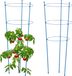 Relaxdays plantensteun set van 2 - 76 cm hoog - metaal - kunststof - 3 verstelbare ringen - blauw