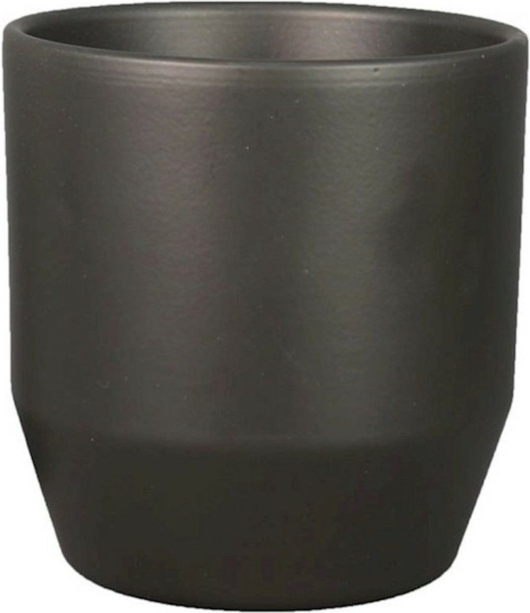 Bela Arte Bloempot/plantenpot - keramiek - mat antraciet - D12/H11 cm