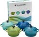 Le Creuset Aardewerken Mini Pannetjes 10 Cm - Set Van 4 Stuks - Zeetinten