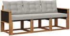 vidaXL Bank loungeset 3 zitplaatsen Naturel en lichtgrijs Acacia hout