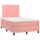 Maison Exclusive - Lit boxspring avec matelas et éclairage LED, rose, 120 x 190 cm, velours