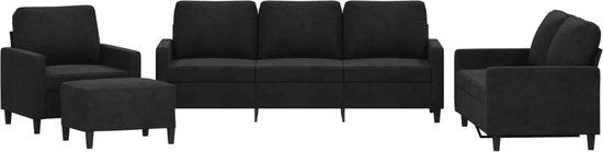 vidaXL 4-delige Loungeset met kussens fluweel zwart