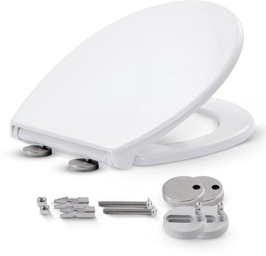 Arebos WC-bril Softclose Afneembaar Duroplast Toiletzitting Ovaal Wit
