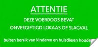 HPC Sticker "Onvergiftigd / Slagval" - Waarschuwingssticker - Voerdoos - 8 x 4 cm