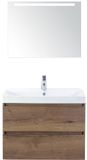 BES LED Maxx XL Badmeubelset 80 cm - Tabacco - Wastafel Just 1 Kraangat met LED Spiegel