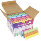 Westcott Krijt 100 stuks gekleurd | Voordeelverpakking Schoolbordkrijt met 1,2 cm ↓ in felle kleuren | Stofarm en gemakkelijk af te vegen | 8,5 cm lange krijtstiften | E-744987 00