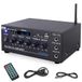 Pyle Bluetooth Audio Versterker Systeem - Draadloos - Stereo Versterker - Maximaal Vermogen van 200W - USB, SD, AUX, Microfooningang - Radio - LCD-Scherm - RCA