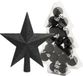 Merkloos / Sans marque Billiet - Vanlaere Kerstballen 17x st 3 cm - met ster piek - zwart - kunststof
