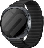 Strap-it Wave nylon bandje met klittenbandsluiting geschikt voor Samsung Galaxy Watch 9 (40/44mm) / Watch 8 (40/44mm) / 8 Classic (46mm) - zwart