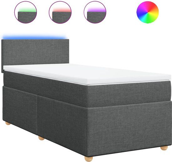 vidaXL Boxspring met matras stof donkergrijs 90x200 cm