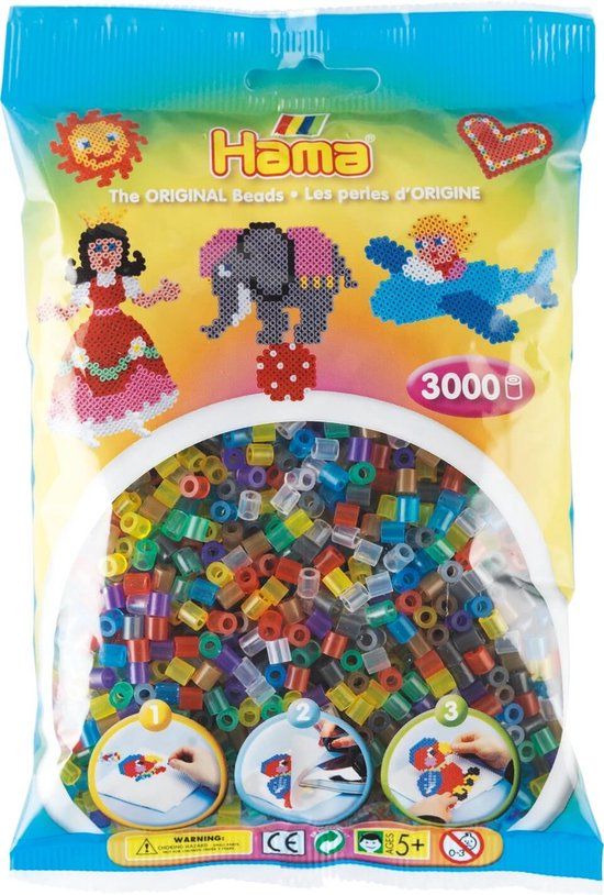 Hama Strijkkralen - Transparant kleurenmix - 3000 Stuks