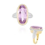 Cavill - Elegante Zilveren Ring 925 Sterling met 9 ct Ovale Lavendel Amethist & Cambodjaanse Zirkonia
