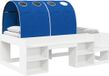 vidaXL Bed met Tunnel met plank 3 st Wit en Blauw Bewerkt hout