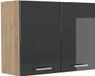 Vicco Glazen keukenkast R-Line, Antraciet Hoogglans/Goudkleurig Eiken, 80 cm
