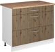 Vicco Keukenonderkast R-Line, Artisanaal eiken/Wit, 100 cm goudkleurig eiken werkblad