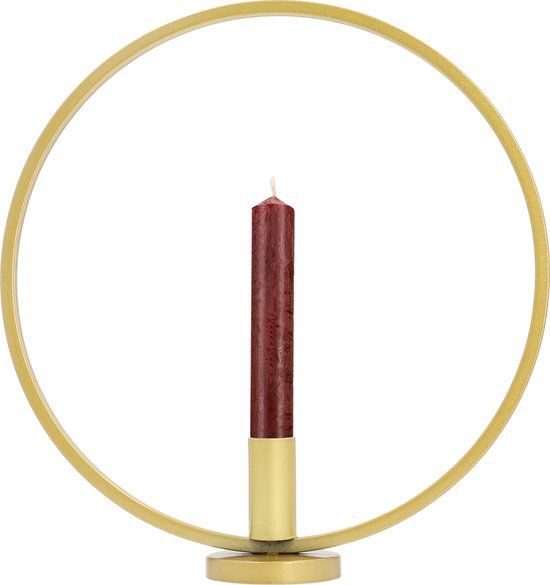 QUVIO Round Candle Holder - Gold Metal - 29cm Diameter - Modern Design