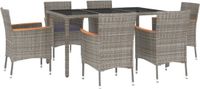 vidaXL 7-delige Tuinset met Kussens Poly Rattan Grijs
