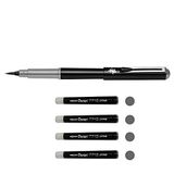 Pentel GFKPN Pocket Brush Penseelpen voor kalligrafie, schetsen, tekeningen, grijs + 4 patronen