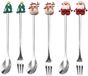 Unyqoos® Set de six cuillères avec motif de Noël en acier inoxydable pour café et dessert