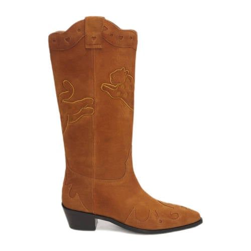 Fabienne Chapot Debby suède cowboylaarzen cognac