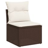 vidaXL 5-delige Loungeset met Kussens, Poly Rattan, Bruin