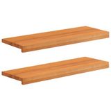 vidaXL - Trapmatten - 2 stuks - Lichtbruin - 80 x 30 x 2 cm - Massief beukenhout