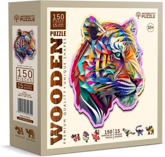 Wooden.City Puzzel - Kleurrijke Tijger - 1000 stukjes