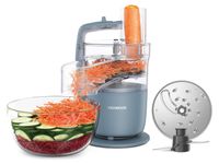 Merkloos Foodprocessor - 650 W - 1,3 L mengkom - Hakmolen en snijschijf 4 mm - Express Serve - Zilver - Met 2 kommen