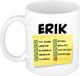 Bellatio Decorations Naam mok Erik - wit - top gozer - keramiek - 300 ml - cadeau collega beker
