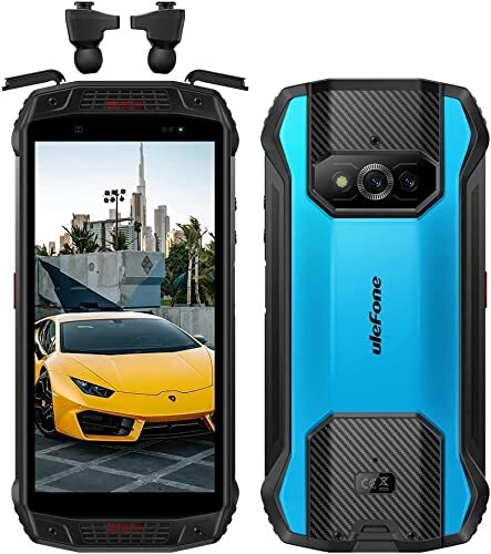 Generic Ulefone Armor 15 4G smartphone zonder abonnement, 6600 mAh, 12 MP + 13 MP + 16 MP camera, 6 GB RAM + 128 GB ROM, 5,45 inch, MTK Helio G35, Android 12 IP68 simlockvrije mobiele telefoons, NFC w/TWS oordopjes, blauw