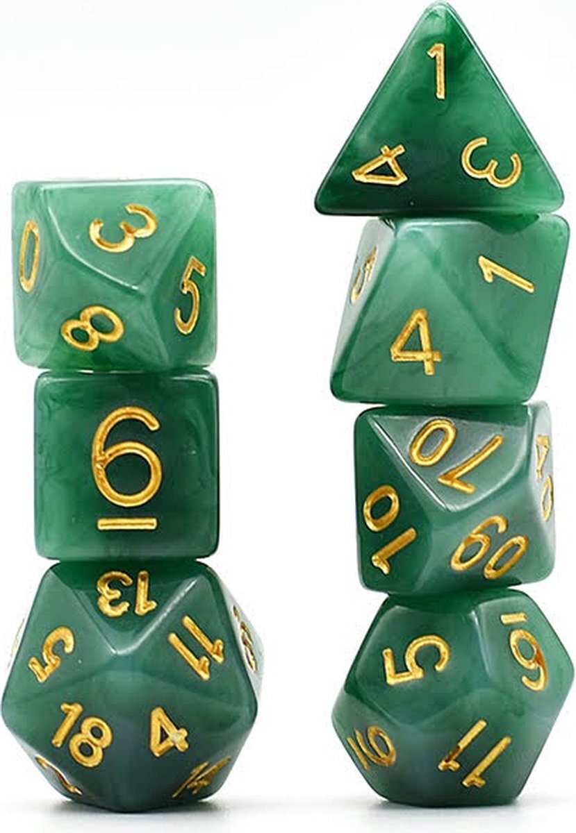 Lapi Toys - Dungeons and Dragons dobbelstenen - D&D dobbelstenen - D&D polydice - 1 set (7 stuks) - Donkergroen