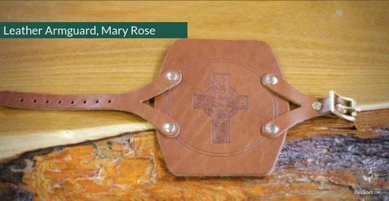 Armbeschermer Middeleeuws 'Mary Rose' Ontwerp - Bruin - Leer - 15 cm