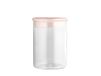 H&H Daylight Glas Flessenpot van Borosilicaatglas Transparant met Roze Deksel, 0,9L, Vaatwasmachinebestendig, Designopslag voor de Keuken