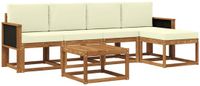 vidaXL - Bank loungeset - 5 zitplekken - Natuurlijk en crème - Polyester