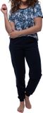 Ammann Dames pyjama Night & Home blauw gebloemd korte mouw katoen/modal XL