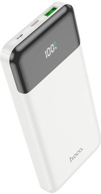 Hoco Powerbank 10.000 mAh - Mini Powerbank avec PD 20W Chargeur Rapide - USB-C et USB-A - Affichage LED Numérique - Blanc