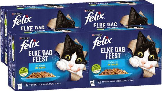 Felix Elke Dag Feest Vis Selectie in Gelei - Kattenvoer Natvoer - 48 x 85 g