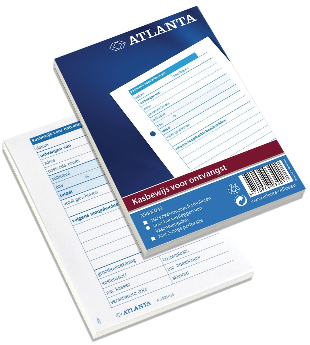 Atlanta blok kasbewijs voor ontvangst