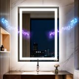 Miroir LED pour salle de bain, 50x70 cm, avec Bluetooth, fonction anti-buée et dimmable