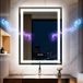 Miroir LED pour salle de bain, 50x70 cm, avec Bluetooth, fonction anti-buée et dimmable