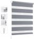 Sans marque Double store à clipser sans perçage - Occultant - 60 x 130 cm - Gris