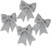 Decoris Strikjes kerstboomversiering - 4x - zilver - 33 cm glitters - op clip - feestelijk