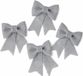 Decoris Strikjes kerstboomversiering - 4x - zilver - 33 cm glitters - op clip - feestelijk