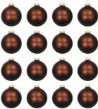 Krebs Kerstballen - 16x glas - 7 cm - bruin mat - Mustang Velvet - kerstboomversiering