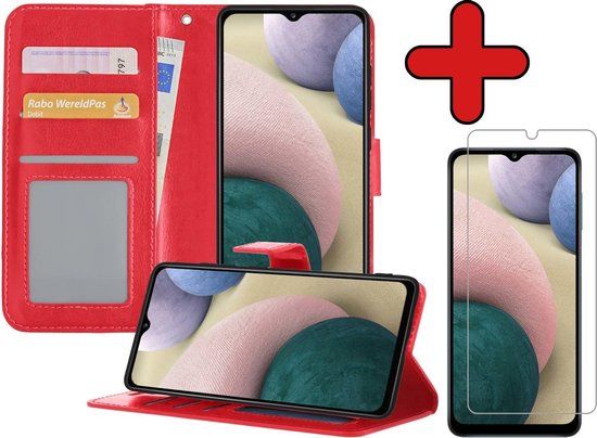 Hoesje voor Samsung Galaxy A12 - Book Case - Rood - Met Screenprotector