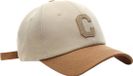 Lookinggoodtoday Casquette à visière plate Pet Letter C - Beige et café
